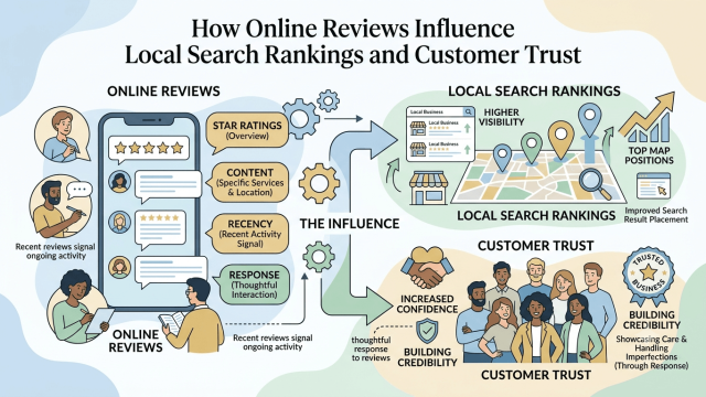 How Online Reviews Influence Local Search Rankings and Customer Trust