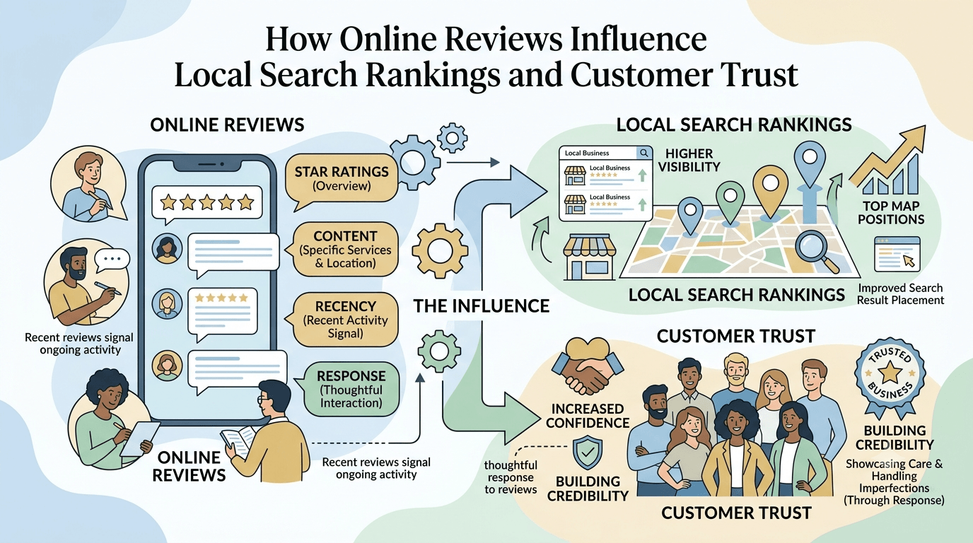 How Online Reviews Influence Local Search Rankings and Customer Trust