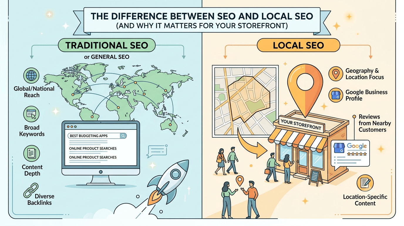 The Difference Between SEO and Local SEO (And Why It Matters for Your Storefront)
